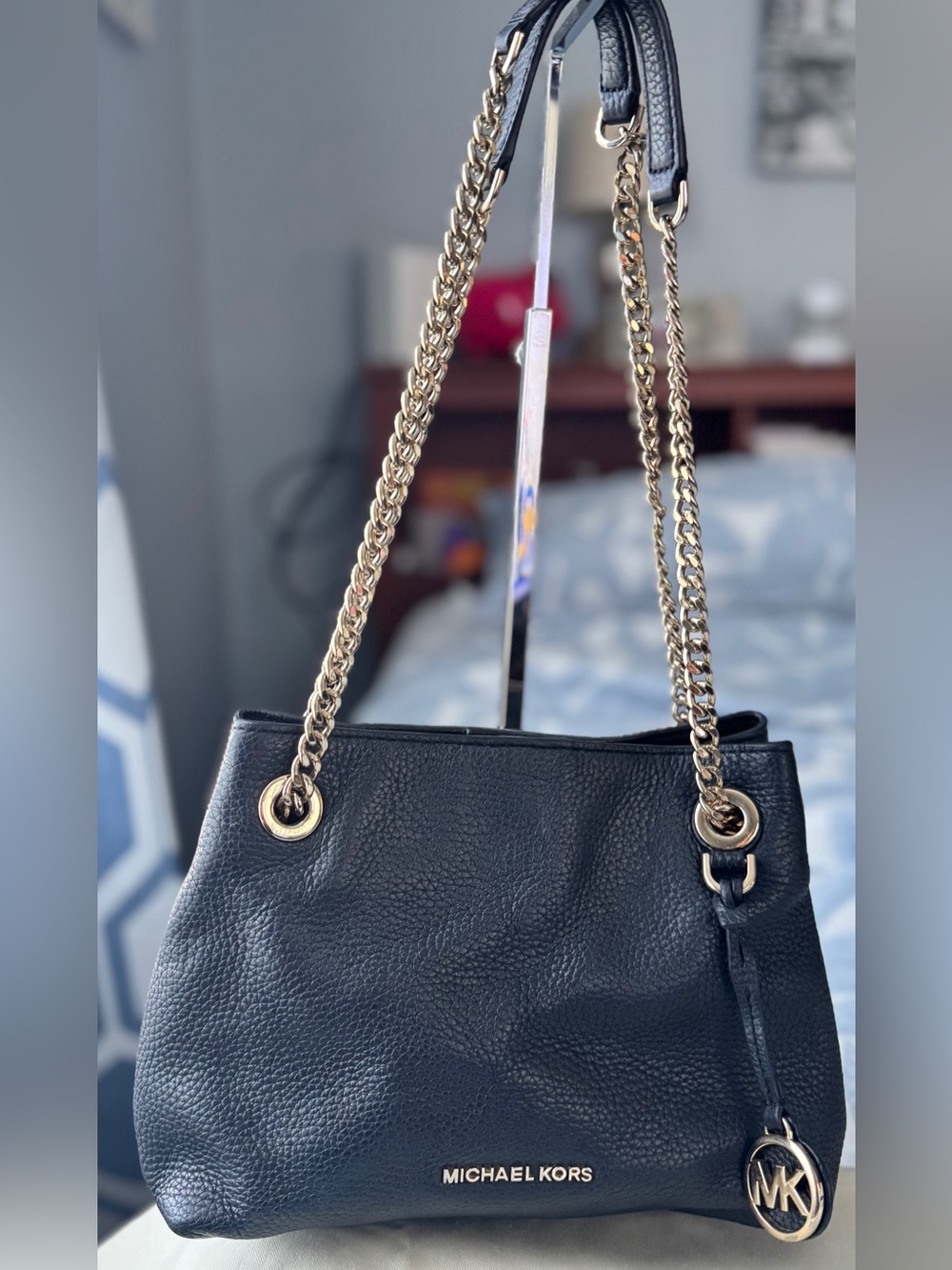 Michael Kors Jet Set Chain Medium Shoulder Tote Navy